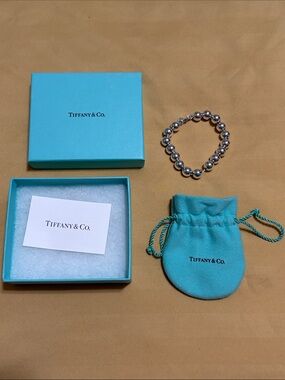 Tiffany & Co. Silver Ball Bracelet with Tiffany Blue Pouch & Box